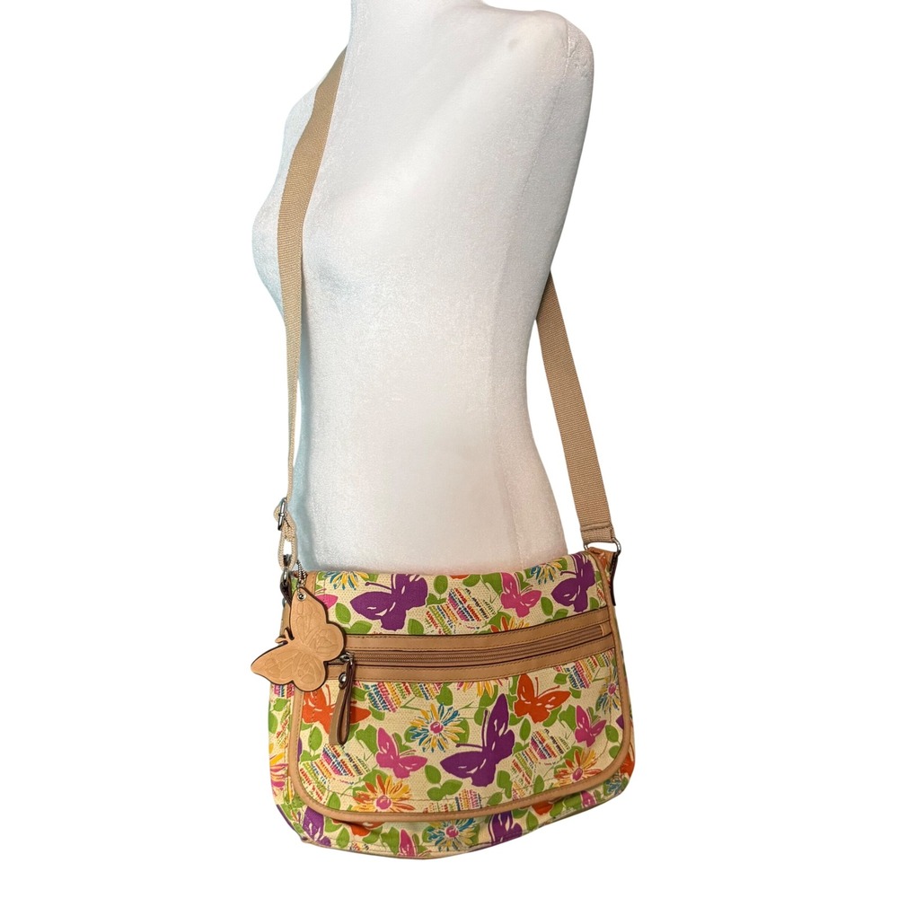 VTG Y2K Relic by Fossil Butterfly Floral‎ Fairy Canvas Crossbody Bag Boho Purse